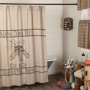 Sawyer Mill Charcoal Corn Feed Shower Curtain 72